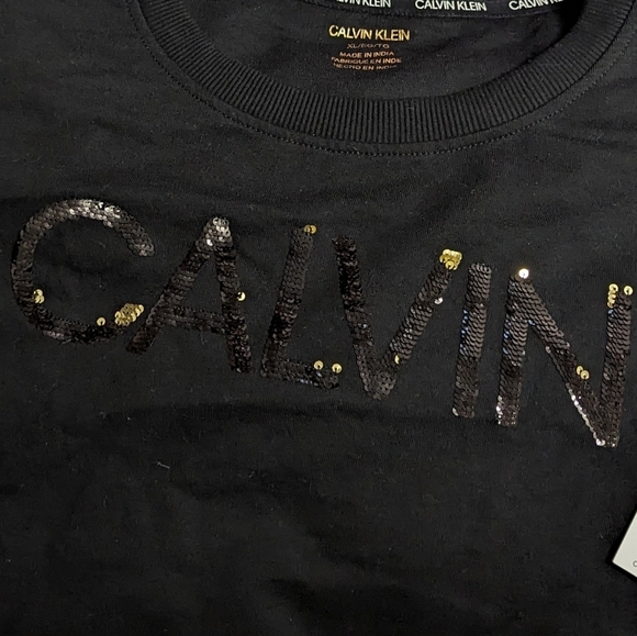 Calvin Klein Women's Black/Gold Sweatershirt Size XL NWT MSRP $69.50 - Picture 3 of 6